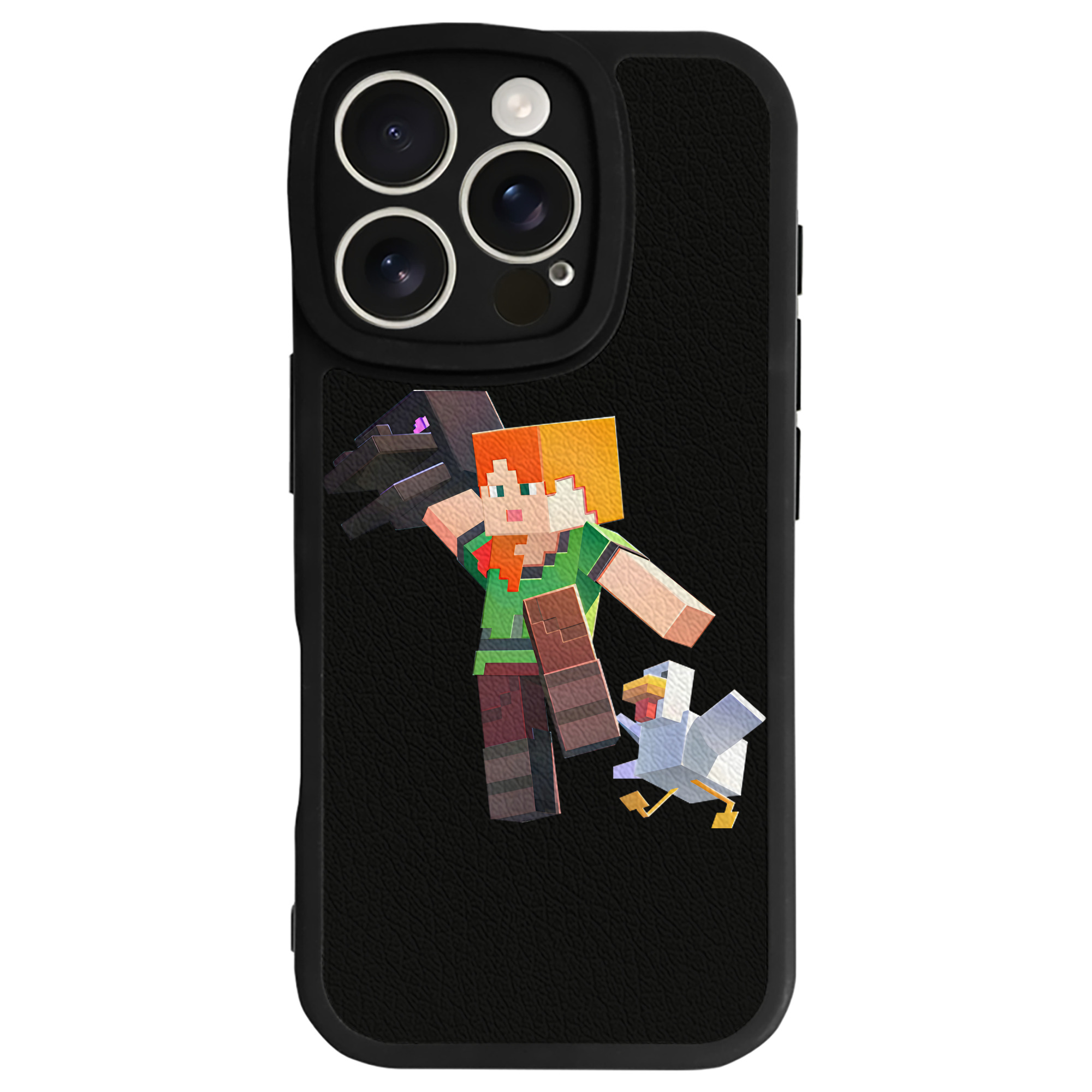 （画像用） マインクラフト ブロックの世界 Minecraft MC Block world 【iPhone 16シリーズ対応】シリコンスマホケース（レザー調） 材質：シリコン